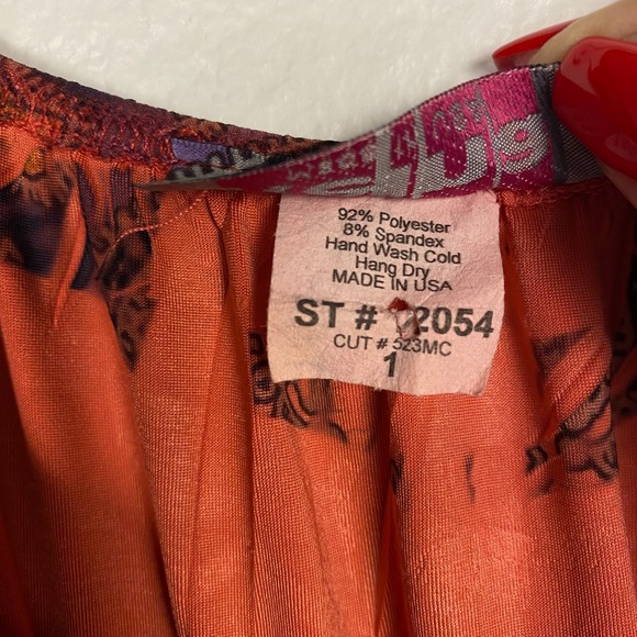 REINA Vintage Y2K Floral Top Womens Sublimation Flare Sleeve Heart Neck Sz 1 (M) - Picture 11 of 11